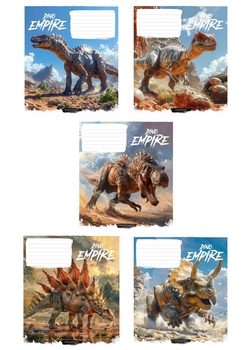 Зошити учнівські, 5 шт, по 18арк., Dino empire ВД-лак, Зошит Школярик у лінію 3490 4820006470470