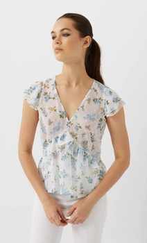 Топ Stradivarius білий в візерунки VPTDO489 M