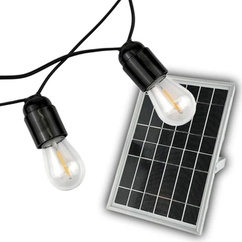 Уличная ретро гирлянда на солнечных панелях Solar-Carbolite Е27 IP33 10 метров 20 ламп (+2 запасные)