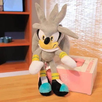 Мягкая плюшевая игрушка Соник Сильвер 40см, игрушка из мультфильма Sonic, Серый