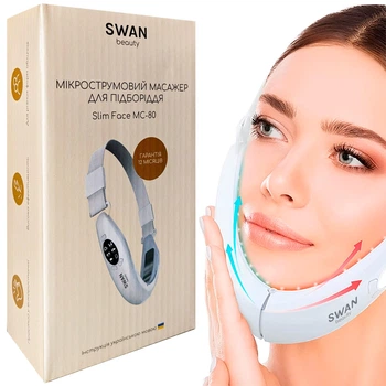 Микротоковый массажер для подбородка Swan Beauty Slim Face MC-80 массажеры для подбородка для подтяжки второго подбородка 5 режимов 8 уровней интенсивности белый