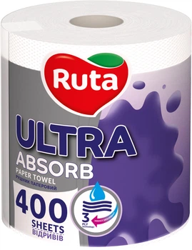 Бумажные полотенца Ruta Ultra 3 слоя 400 отрывов (4820202897668)