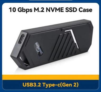 Зовнішня кишеня UnionSine для M.2 SSD NVMe 2230 2242 2280 PCIe Type-C USB 3.2 Gen 2, 10 Гбіт/сек, металевий корпус, RGB підсвітка