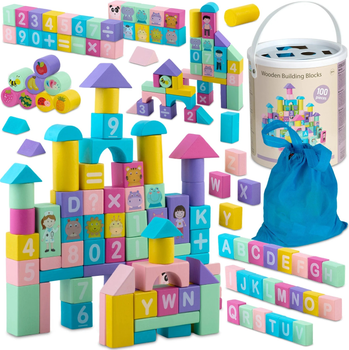 Drewniane klocki edukacyjne Ricokids RK-871 100 elementów (5903890623241)