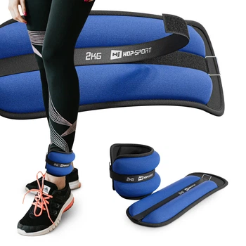 Утяжелители Hop-Sport HS-S004WB 2х2 кг (4 кг) синие. Для рук, ног, манжеты, для бега, фитнеса, силовых тренировок