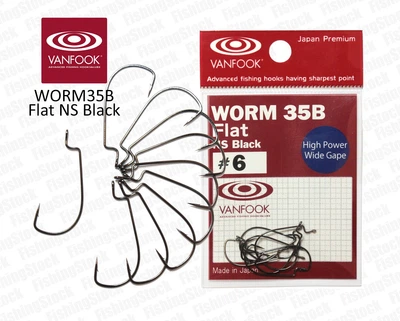 Гачок Vanfook офсетний WORM35B Flat NS Black #02 (8шт)