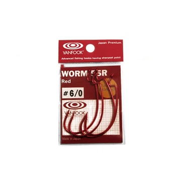 Гачок Vanfook офсетний WORM55R Red #6/0 (4шт)