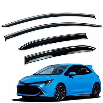 Дефлекторы окон (ветровики) для Toyota Corolla 2019+ HB с нерж. хром полоской (HAWK)