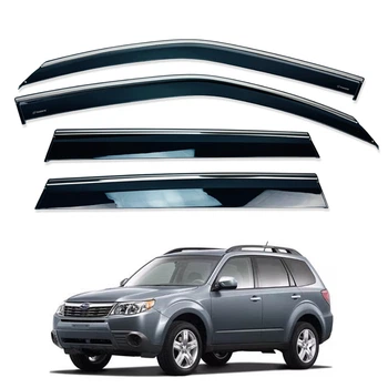 Дефлекторы окон (ветровики) для Subaru Forester 2008-2013 с нерж. хром полоской (HAWK)