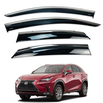 Дефлекторы окон (ветровики) для Lexus NX / NX350 2014-2021 з с нерж. хром полоской (HAWK)