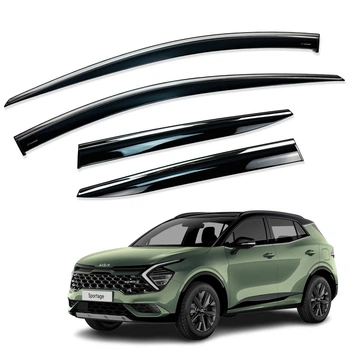 Дефлектори вікон (вітровики) для KIA Sportage LWB 2021+ з нерж. хром полоскою (HAWK)