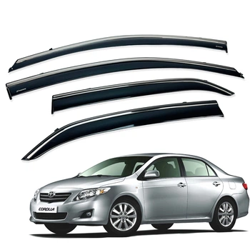 Дефлекторы окон (ветровики) для Toyota Corolla 2007-2013 с нерж. хром полоской (HAWK)