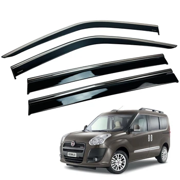 Дефлектори вікон (вітровики) для Fiat DOBLO II / OPEL COMBO 2010+ з нерж. хром полоскою (HAWK)