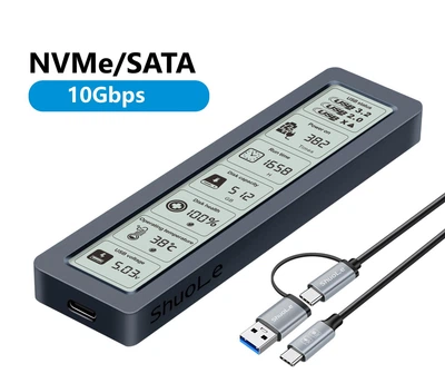 Зовнішня кишеня Shuole TNP26-P-10G для M.2 SSD NVMe (PCIe) / NGFF (Sata) USB 3.2 Type-C з дисплеєм