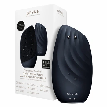 Очищающая щетка для лица GESKE Sonic Thermo Facial Brush&Face-Lifter 8в1 черная