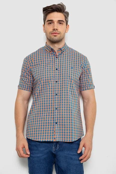 Сорочка чоловіча в клітку, колір помаранчевий, 214R832, XXL
