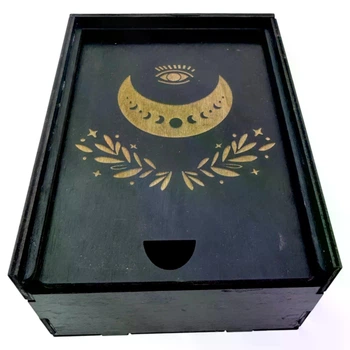 Деревянная шкатулка для рун, амулетов и карт с лунным орнаментом, 16×12×7 см 36427