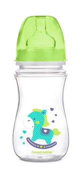 Бутылка с широким отверстием антиколиковая Easystart Цветные зверьки 240 мл Canpol babies Зеленая (5903407352060)
