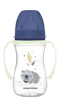 Бутылка антиколиковая с широким отверстием 240 мл Easystart Sleepy Koala Canpol babies Голубая (5901691881662)