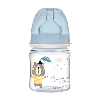 Бутылка антиколиковая с широким отверстием 120 мл PP Easystart Bonjour Paris Canpol babies Cиня (5901691844353)