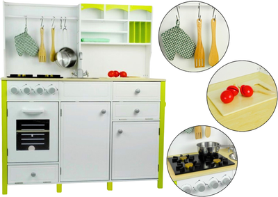 Kuchnia drewniana dla dzieci Lean Toys Zielono-biała (5902808154471)