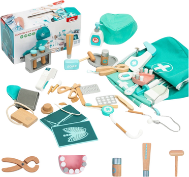 Zestaw lekarski do zabawy Lean Toys drewniany 20 elementów (5905991043928)
