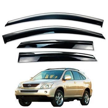 Дефлекторы окон (ветровики) для Lexus RX II 300/330/350/400 2004-2009 с нерж. хром полоской 4 шт. (HAWK)