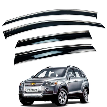 Дефлектори вікон (вітровики) для Chevrolet Captiva 2006+ / Opel Antara з нерж. хром полоскою 4 шт. (HAWK)
