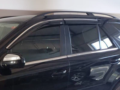 Дефлекторы окон (ветровики) для Mercedes ML-class W-164 2005-2011 с нерж. хром полоской 4 шт. (HAWK)