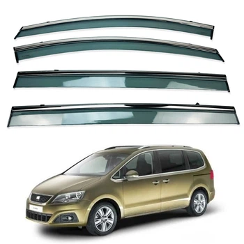 Дефлекторы окон (ветровики) для Seat Alhambra 5D 2010+ нерж. с нерж. хром полоской (HAWK)