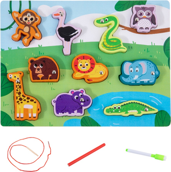 Układanka drewniana Lean Toys Zwierzątka z magnesami (5905991043836)