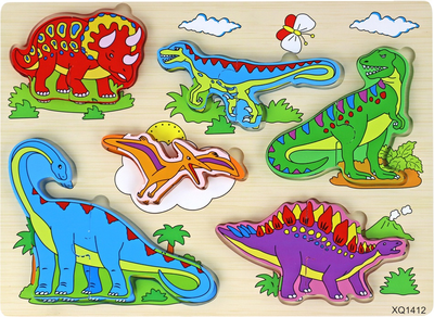 Układanka drewniana Lean Toys Dinozaury 11 elementów (5905884452813)