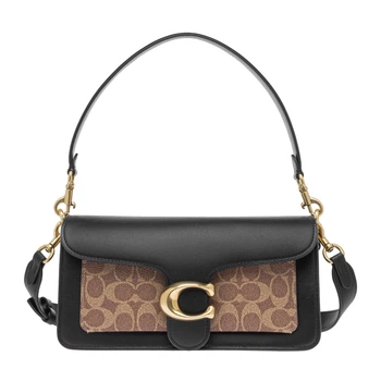 Сумка жіноча шкіряна Coach Tabby Shoulder Bag 26 чорна з коричневим