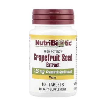 NutriBiotic, экстракт косточек грейпфрута, высокая эффективность, 125 мг, 100 таблеток
