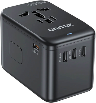 Дорожній зарядний пристрій Unitek GaN EU/US/UK/AUS PD 100W (P1123ABK01)