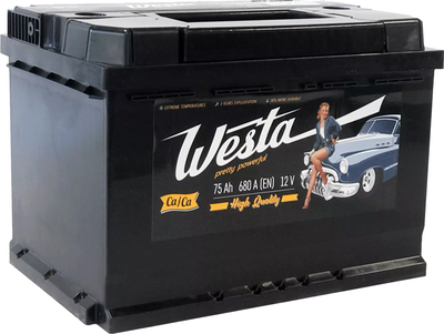 Автомобильный аккумулятор WESTA 6CT-75 АЗ (0) Pretty Powerful (WST750)