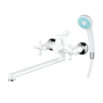 Змішувач для ванної Plamix Sirius-140 White (зі шлангом та лійкою) (PM0637) ( 25294 )