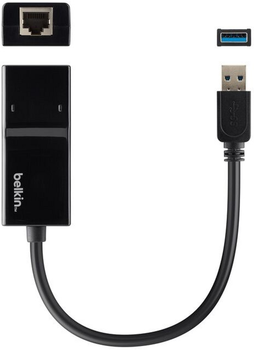 Адаптер Belkin USB 3.0 - Ethernet RJ-45 0.1 м Black (B2B048)