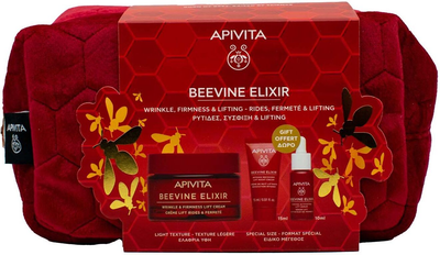 Набір для догляду за обличчям Apivita Beevine Elixir Денний крем 50 мл + Ліфтинг-крем нічний 15 мл + Cироваткаp зміцнювальна 10 мл + Косметичка (5201279099794)