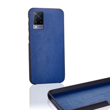 Чехол Бампер Vivo V21 с накладкой Эко-кожа Синий