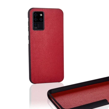 Чехол Бампер Oukitel C21 с накладкой Эко-кожа Красный