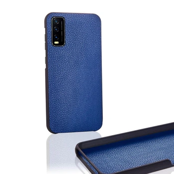 Чохол Бампер Vivo Y20s з накладкою Еко-шкіри Синій