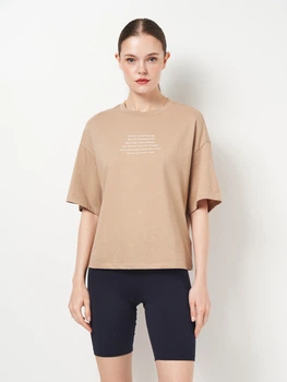 Футболка хлопковая женская Monki 0748565 XS Бежевая (KAY2000001632499)