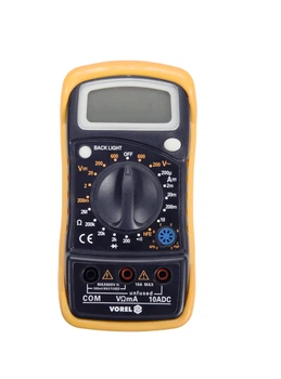 Мультиметр цифровой AC/DC 0-600В, 0-10А, 0-2MΩ, крона 9В; 6F22, 81773, Vorel