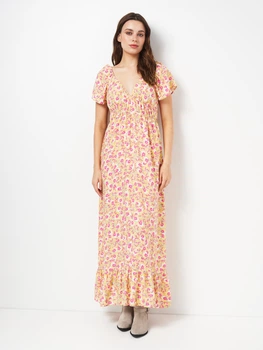 Платье длинное летнее женское Monki 1131206_цветы S Желтое (KAY2000001633137)