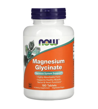 Гліцинат Магнію NOW Foods Magnesium Glycinate 200 мг 180 таб