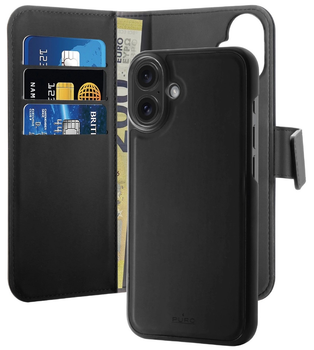 Чохол-книжка Puro Wallet Detachable MagSafe 2в1 з гаманцем для Apple iPhone 16 Black (8018417485091)