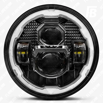 Фара FlareBeam HL-7IN-008 головного света светодиодная (LED) с ДХО и поворотником Ø7 дюймов 12–24 В чёрная + хром