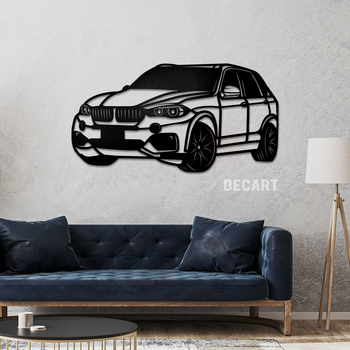 Панно из дерева на стену Decart. Декор на подарок для квартиры, дома и офиса BMW X5 110х62 см