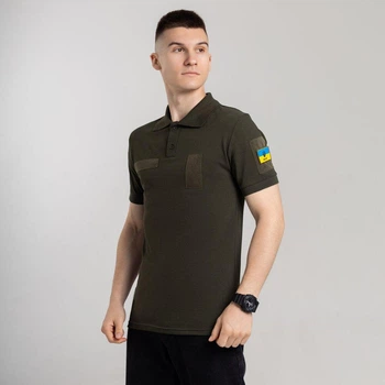 Военное мужское поло с липучками под шевроны 2XL олива (TSpl3107kh)